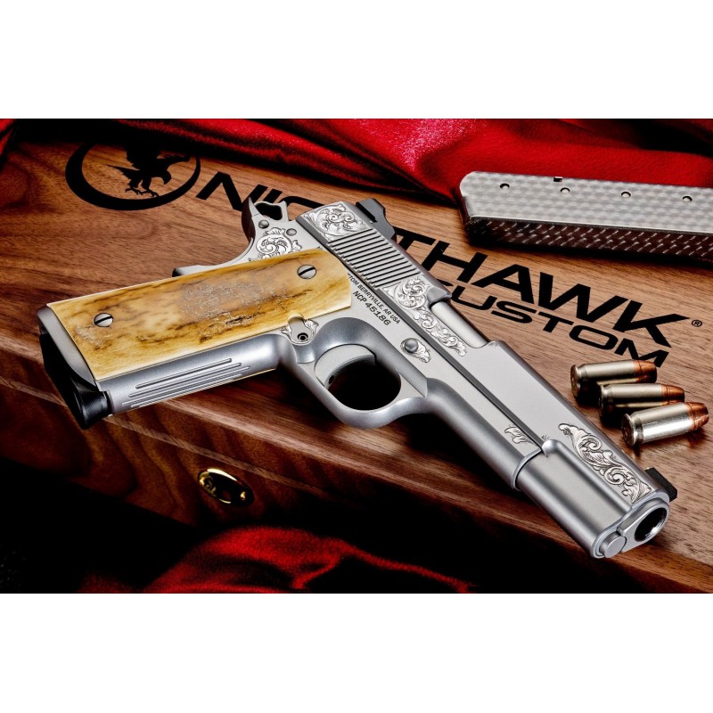 PISTOLET NIGHTHAWK CUSTOM 1911 GOVERNMENT VIP SILVER