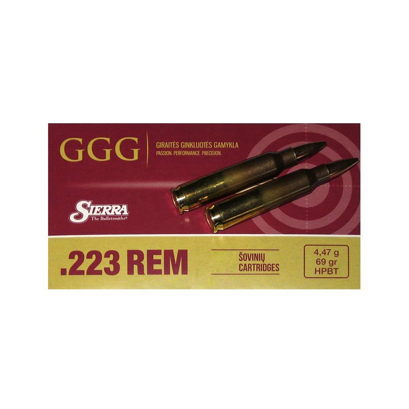 Cartouches GGG .223 Rem. HPBT 69gr - Boite de 20