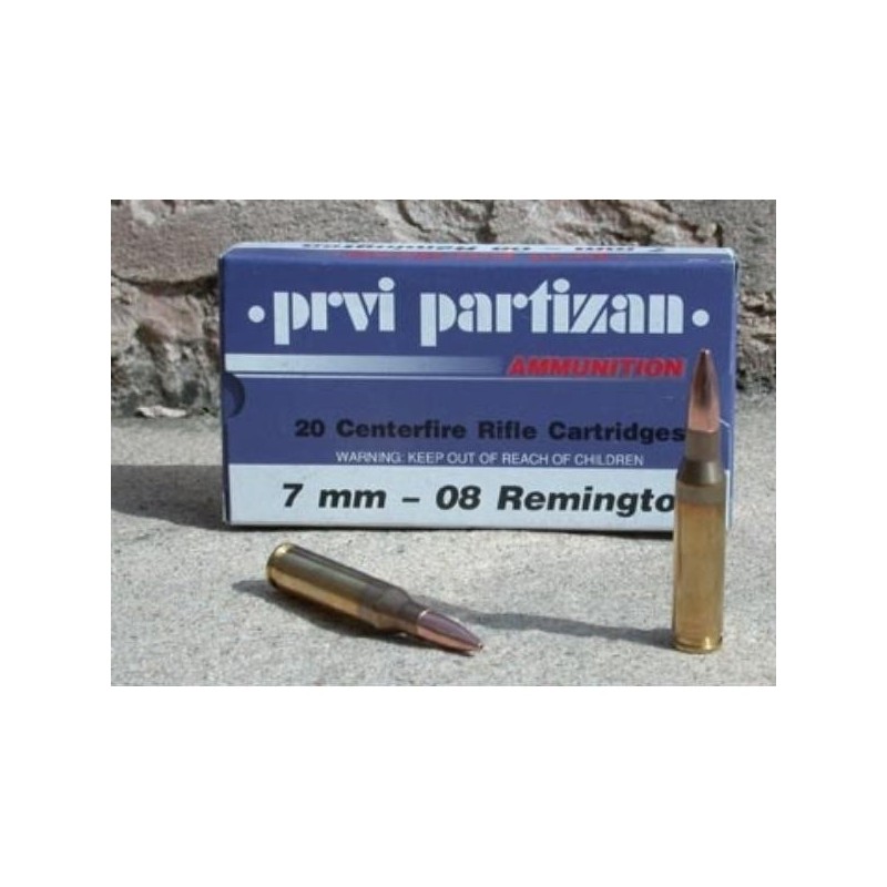 Cartouches PARTIZAN CAL. 7-08 Rem 120-GRS HP lot de 1000