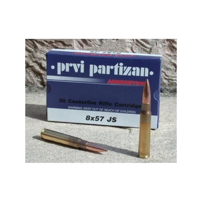 Cartouches PARTIZAN CAL. 8X57 JS 198-GRS FMJ lot de 1000