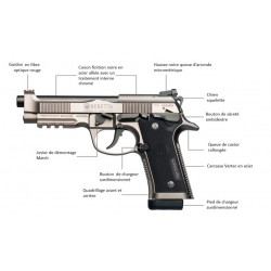 Pistolet Beretta M9A1 92FS compact inox - Calibre 9mm Para 13 coups